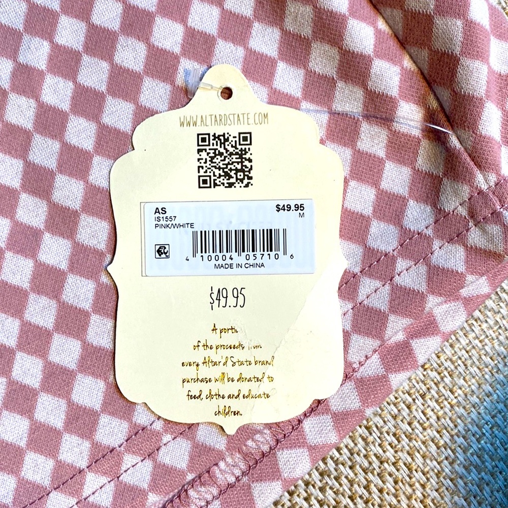 NWOT Altar’d State Pink and White Checkered Skirt - Picture 6 of 6